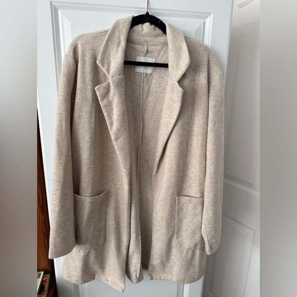 Dictionary Jackets & Blazers - Chic Beige Open Front Cardigan